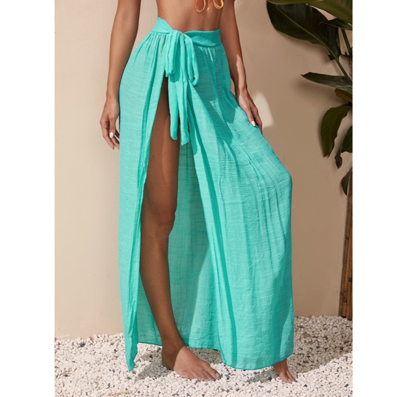 Mint Blue Sarong Skirt - Picture 2 of 12
